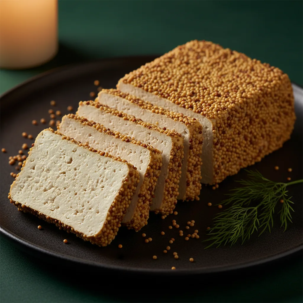 Monipuolinen sinappinen juhlatofu on vaihtoehto perinteiselle joulukinkulle.